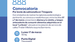 Salud realiza vigilancia epidemiológica por brote de salmonella en Tinogasta