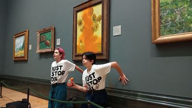 manifestantes ecologistas arrojaron sopa de tomate sobre los girasoles de van gogh