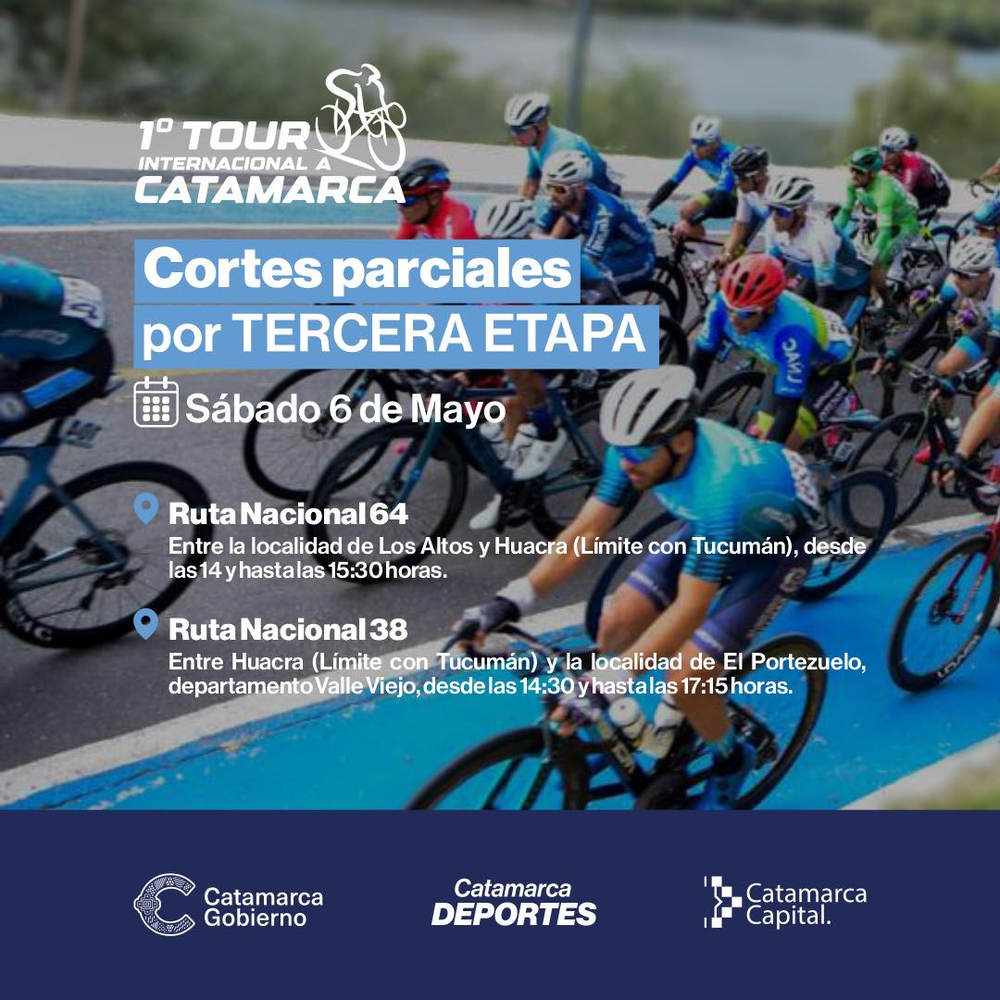 Se programaron cortes de circulación vehicular en los departamentos Los Altos, Paclín y Valle Viejo.