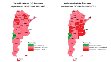 cuales fueron las provincias mas y menos afectadas por el cierre de empresas